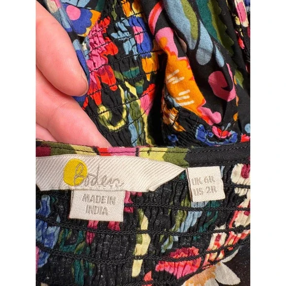 Boden Smocked Bodice Mini Dress Long Sleeve Gardenia Pop Balloon Sleeve - 2 - Picture 9 of 9